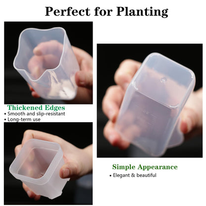 Niiiice 16 Pack 2.5" Mini Clear Self Watering Plant Pots, Plastic Planters with Bottom Water Tray & Watering Rope, Nursery Planting Pot for Indoor Out Door Plants