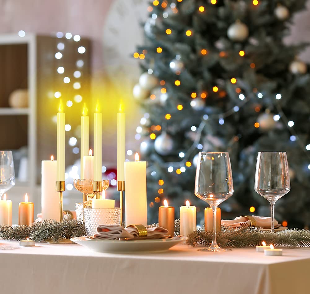 ShareMoon Window Candles Flickering Battery Operated with Remote and Timer, 6 Pack Electric Flameless Taper Candles with Magnetic Base for Christmas Halloween Dinner Wedding Party Decoration