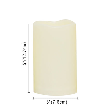 Waterproof Outdoor Flameless LED Candles - with Remote and Timer Realistic Flickering Battery Operated Electric Plastic Resin Pillar Candles for Christmas Decoration 2-Pack 3”x5”