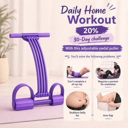 2026 Upgrade Pedal Resistance Band with Handle,8 Tube Detachable Elastic 3-in-1 Multifunctional Foot Pedal Resistance Assistance Expander for Foot Pedal Pull, Back Stretch & Chest Expand (Purple)