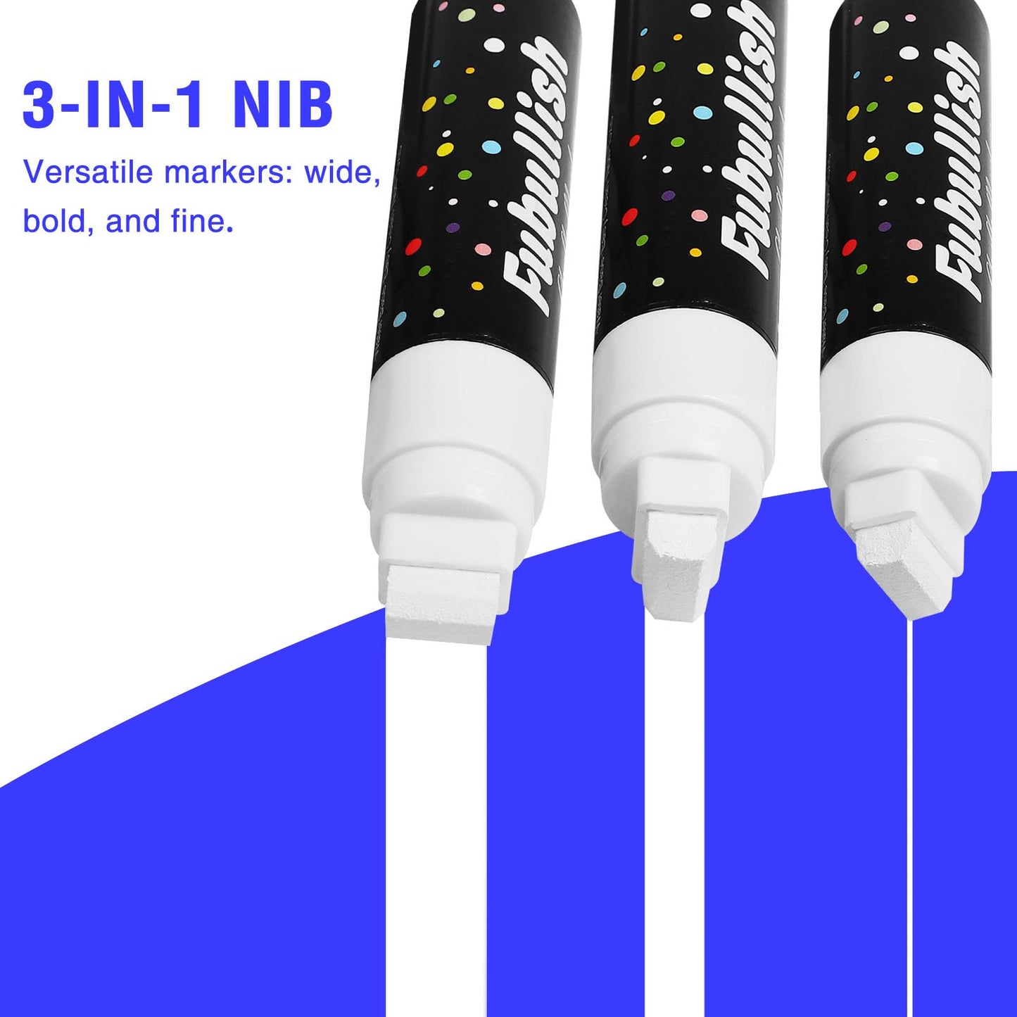 Fubullish Window Chalk Markers for Cars 5 Pack Washable,White Paint Jumbo Liquid Chalk Marker with 15mm Thick Tips, Big Chalkboard Markers for Car Window, Glass, Auto, Bistro, Mirror, Poster