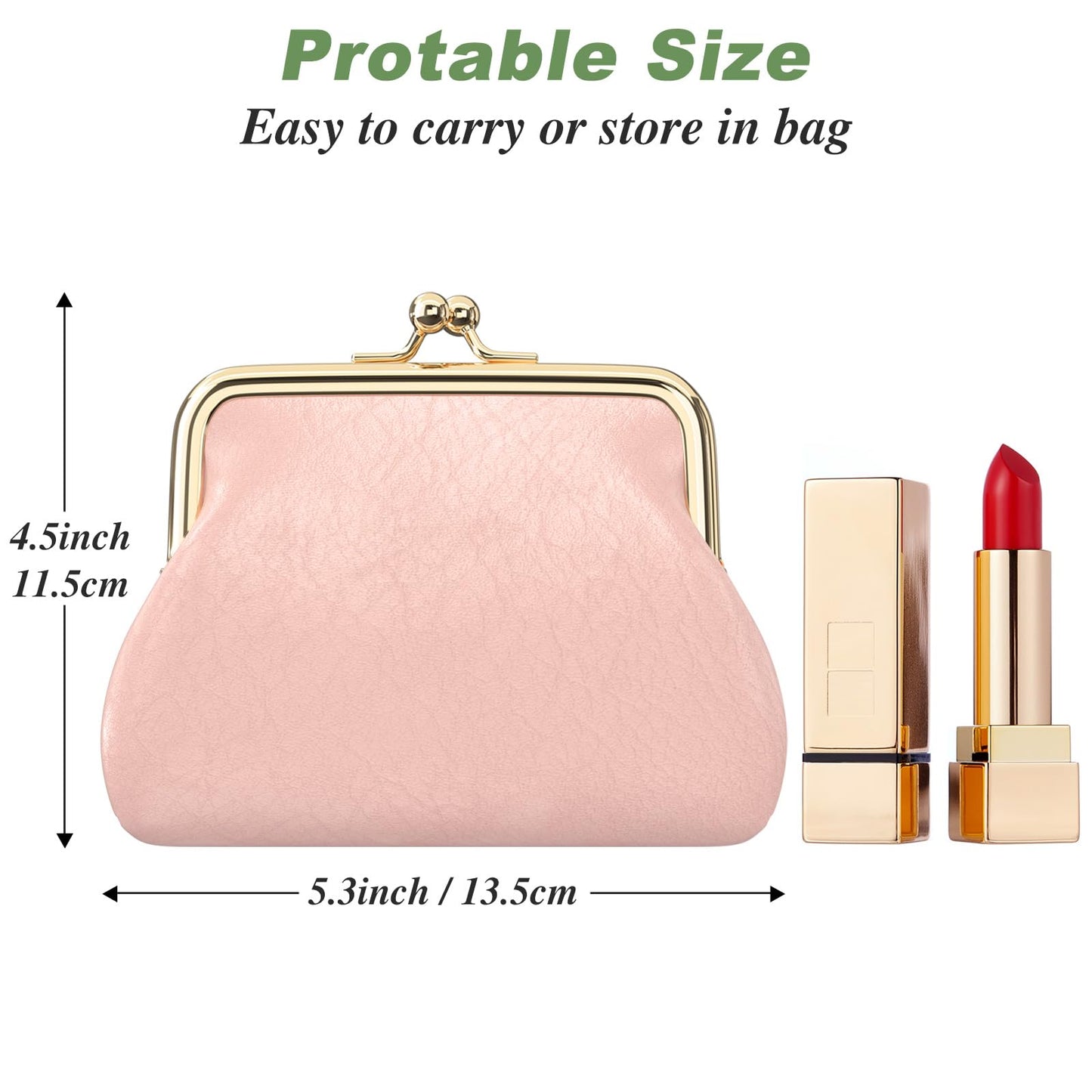 Coin Purse, Small PU Leather Change Purse, Coin Wallet with Clasp, Car Change Holder Pouch for Woman Men Kids Girls, Pink