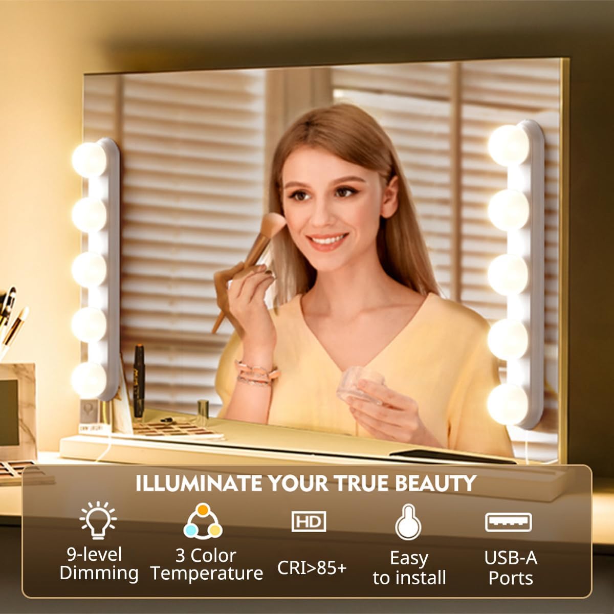 Makeup Light,Portable Led Vanity Lights with 3 Colors Lighting Mode Adjustable & Dimmable for Vanity Table Dressing Room Mirror