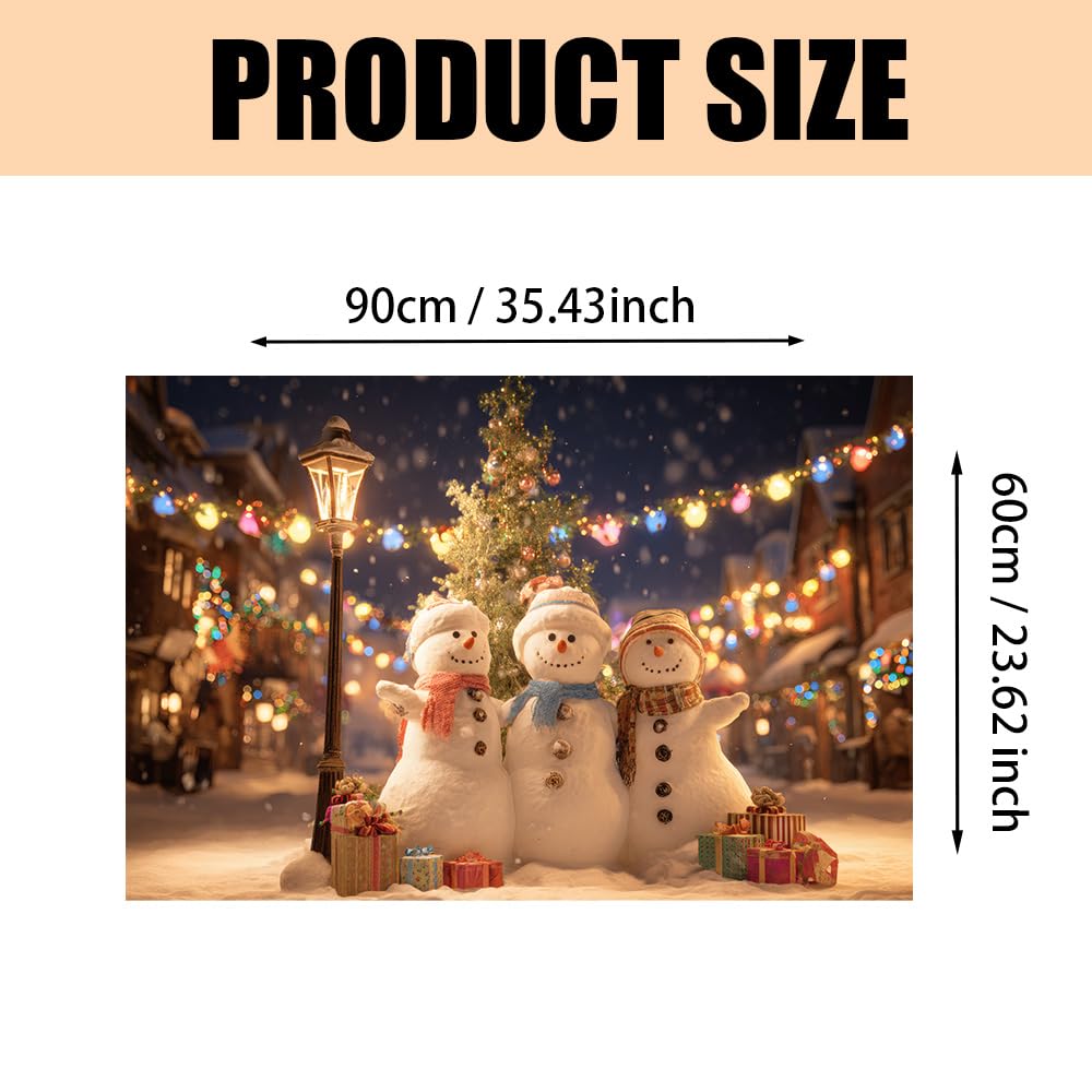WDESYADMS 35.5x23.6 Inch Winter Snowman Wall Decals PVC Holiday Village Night Scene Peel and Stick Decorative Film for Home Cooking Area Backsplash Stovetop Space Seasonal Festive Style