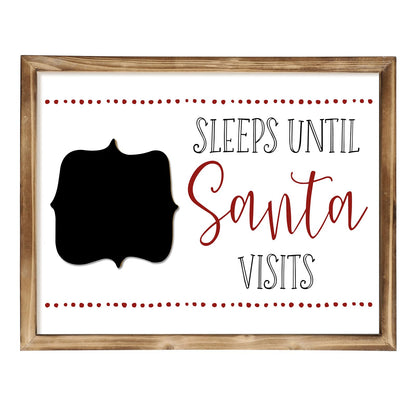 MACVAD Merry Christmas Sign with Countdown Chalkboard for Home Indoor Decorations, 14" Rustic Farmhouse Merry Christmas Block Wooden Sign with Erasable Chalkboard for Mantel, Wall & Tabletop