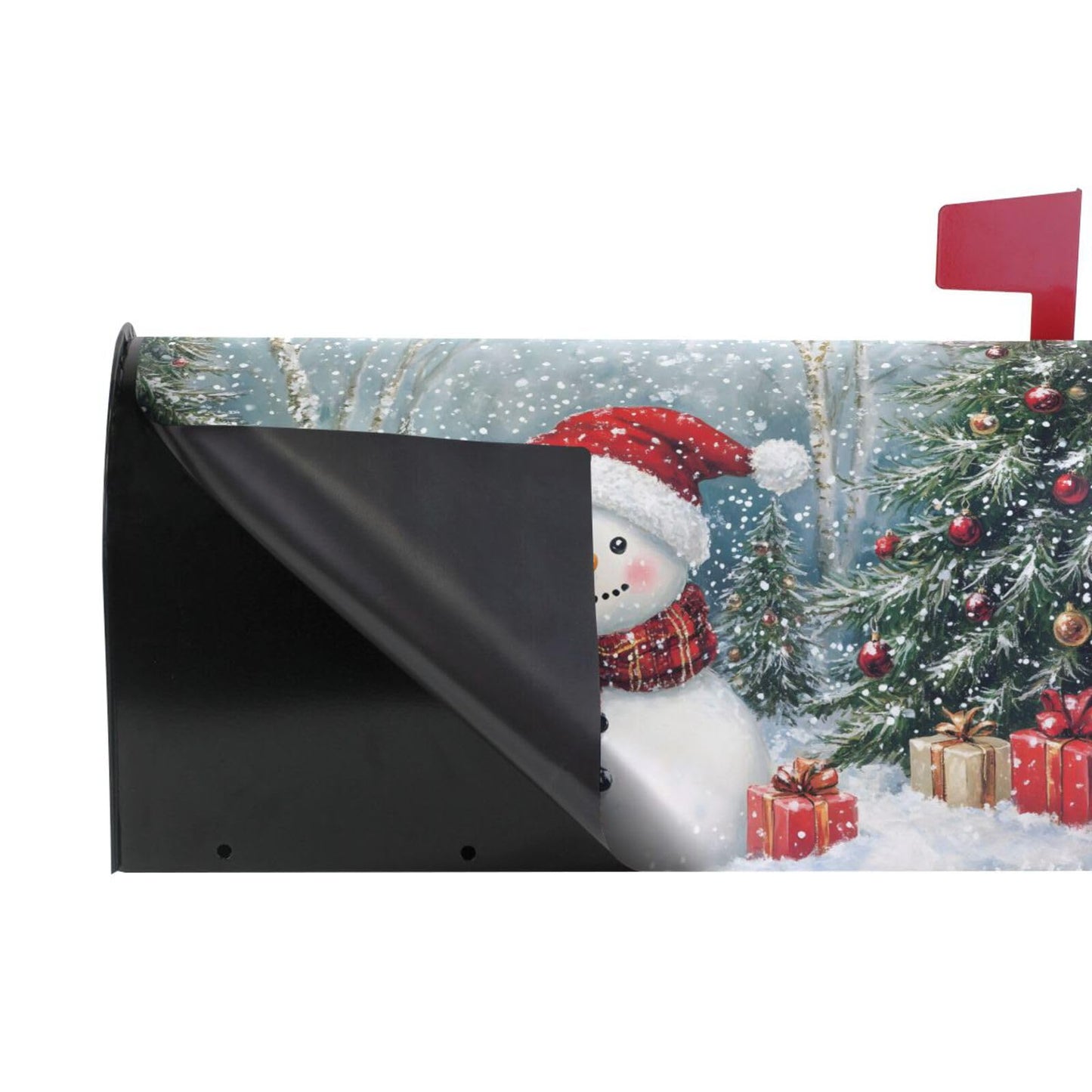 ALAZA Winter Snowman Merry Christmas Tree01 Magnetic Mailbox Cover MailWraps Garden Yard Home Decor for Outside Oversized-25.5" x20.8"