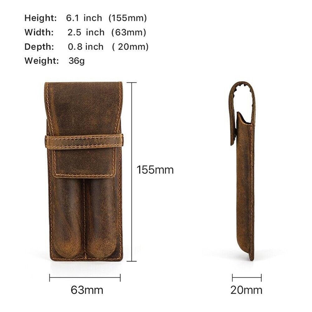 Genuine Leather 2 Slots Pen Holder Case Luxury Fountain Pen Sleeve Organizer Bag