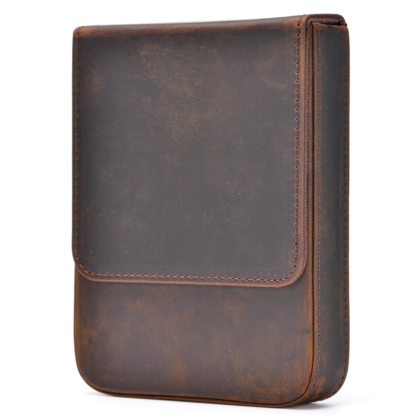 Lanxivi Genuine Leather Fountain Pen Case 6 Slot Crazy Leather Organizer, Portable Pen Bag Pouch Drawer Style