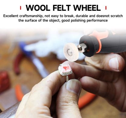 Shineboc 50 PCS 1 Inch Wool Felt Polishing Accessory Kits, 25 Each Spherical/Flat Buffing Wheels for Proxxon Dremel Rotary Tool - 1/8" Shank, Ideal for Wood Metal Jewelry and Glass Polishing