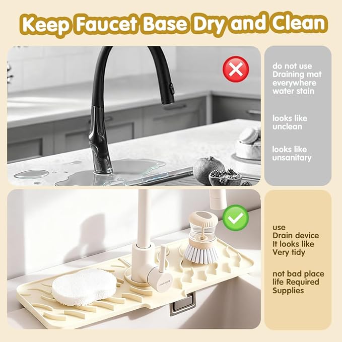 24" x 5.9" Silicone Faucet Mat for Kitchen Sink – Quick‑Drying Stone Splash