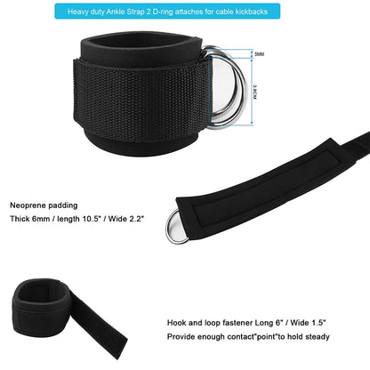 Vishusju Thigh Straps Ankle Cuffs Adjustable Neoprene Padded Cable Machines Legs Exercise Attachment Gym Workout