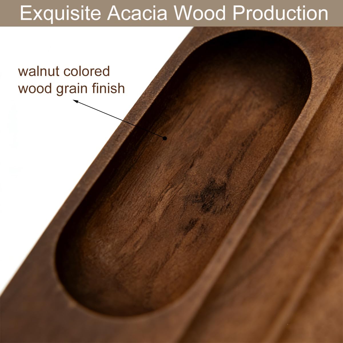 LITAITAI Horizontal Pen Holder,Acacia Wood Pen Tray,Desktop Pen Display,Walnut Desk Tray,Paperclip Headphones Eraser Office Stationery Storage,Brown