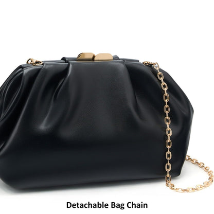 DETARA Vegan Leather Clutch Purse for Women Formal Soft Pleated PU Clutch Elegant Evening Bag Wedding Party and Prom (Black 933)