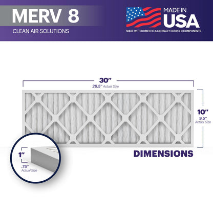 BNX TruFilter 14x14x1 Air Filter MERV 8 (6-Pack) - MADE IN USA – Dust & Pet Defense Pleated Air Conditioner HVAC AC Furnace Filters for Dust, Pet, Mold, Pollen MPR 600 – 700 & FPR 5