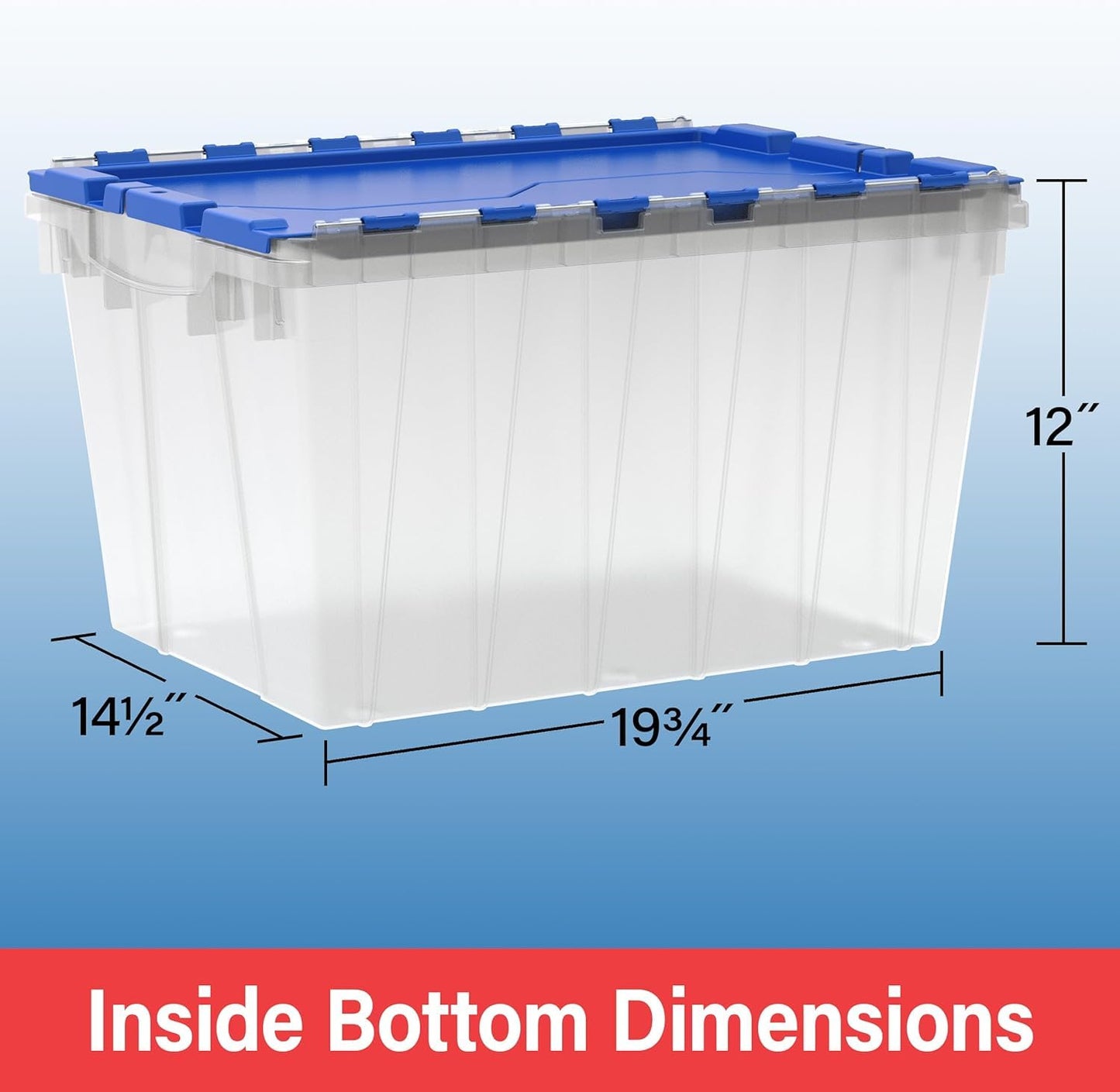 Akro-Mils KeepBox 12 Gallon Storage Container, Nesting and Stackable Plastic Storage Box with Lid Attached, Organizer Tote for Garages, Closets, and Moving, 21-1/2" x 15" x 12-1/2", Red/Green