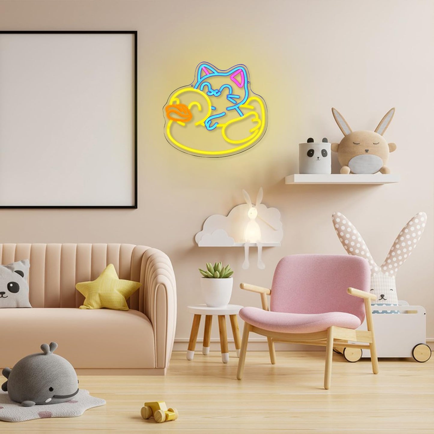 LULANMP Cat Neon Sign for Wall Decor Duck Neon Light Animal LED Neon Sign USB Powered LED Neon Light for Bedroom Zoo Pet Shop Cat House Decoration(13.5"*12.9")