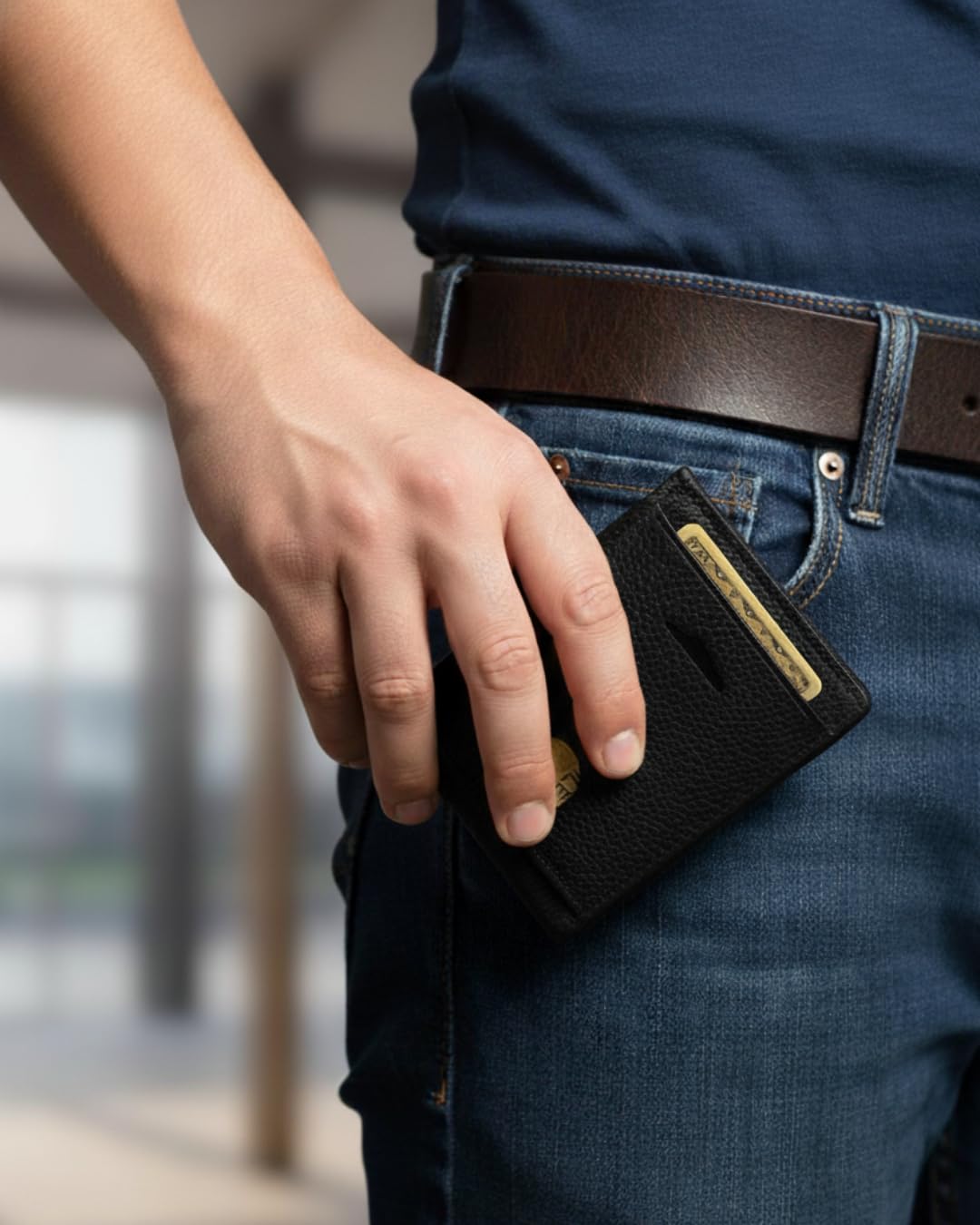 KARAKORAM LEATHER Slim BiFold Wallet for Men | Premium Cowhide Leather | Artisan Made | RFID Blocking | 12-14 Cards with 2 Quick Access Slots | Front Pocket Everyday Carry (Midnight Black)