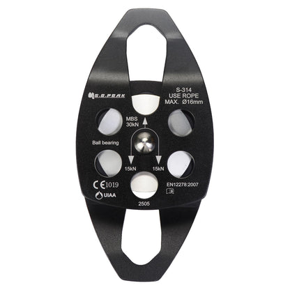 SEPEAK 30kN Large Rescue Pulley Sheave with Swing Plate CE UIAA, Portable Outdoor Climbing Pulley for Backyard Zipline,Fits Rope up to 16 mm/Holds Up to 6750lbs