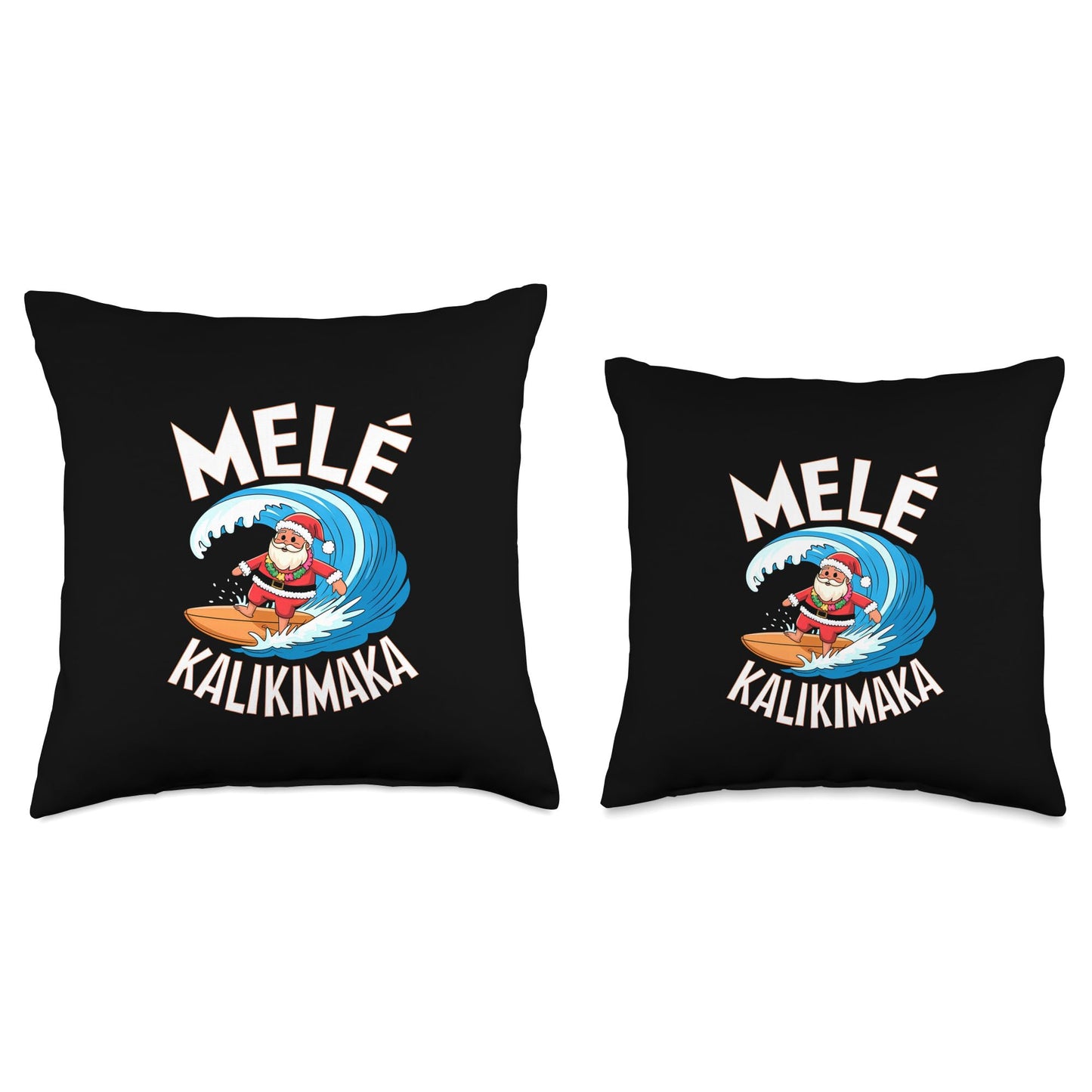 Mele Kalikimaka Surfing Santa Xmas Throw Pillow