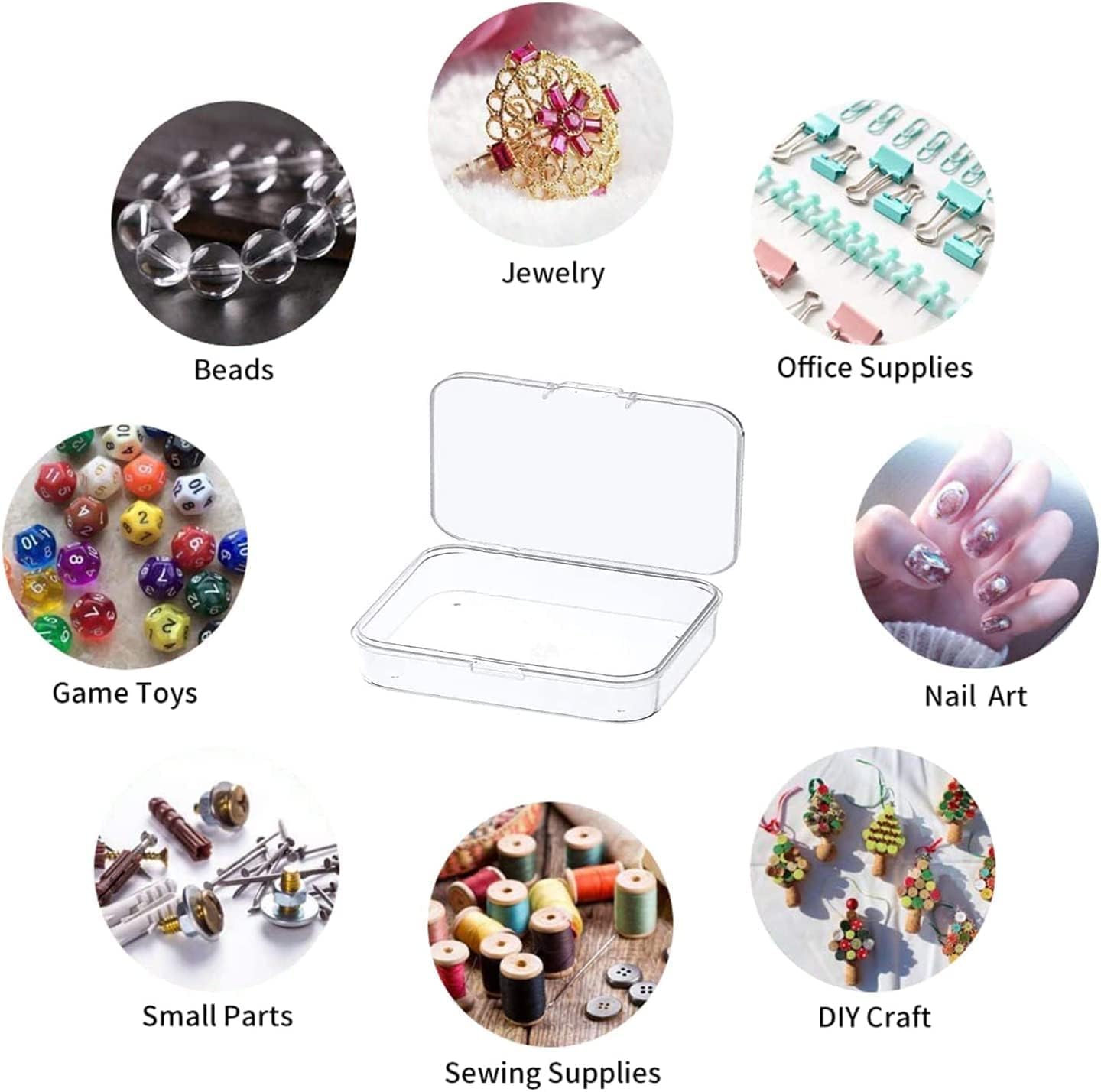MFDSJ 6 Pcs Mini Plastic Storage Containers Box with Lid, 4.5x3.4 Inches Clear Rectangle Box for Collecting Small Items, Beads, Game Pieces, Business Cards, Crafts Accessories