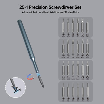 NISCHA 25-in-1 Small Precision Screwdriver Set, Professional Magnetic Mini Repair Tool Kit for Phone, Computer, Watch, Laptop, Macbook, Game Console, Eyeglass