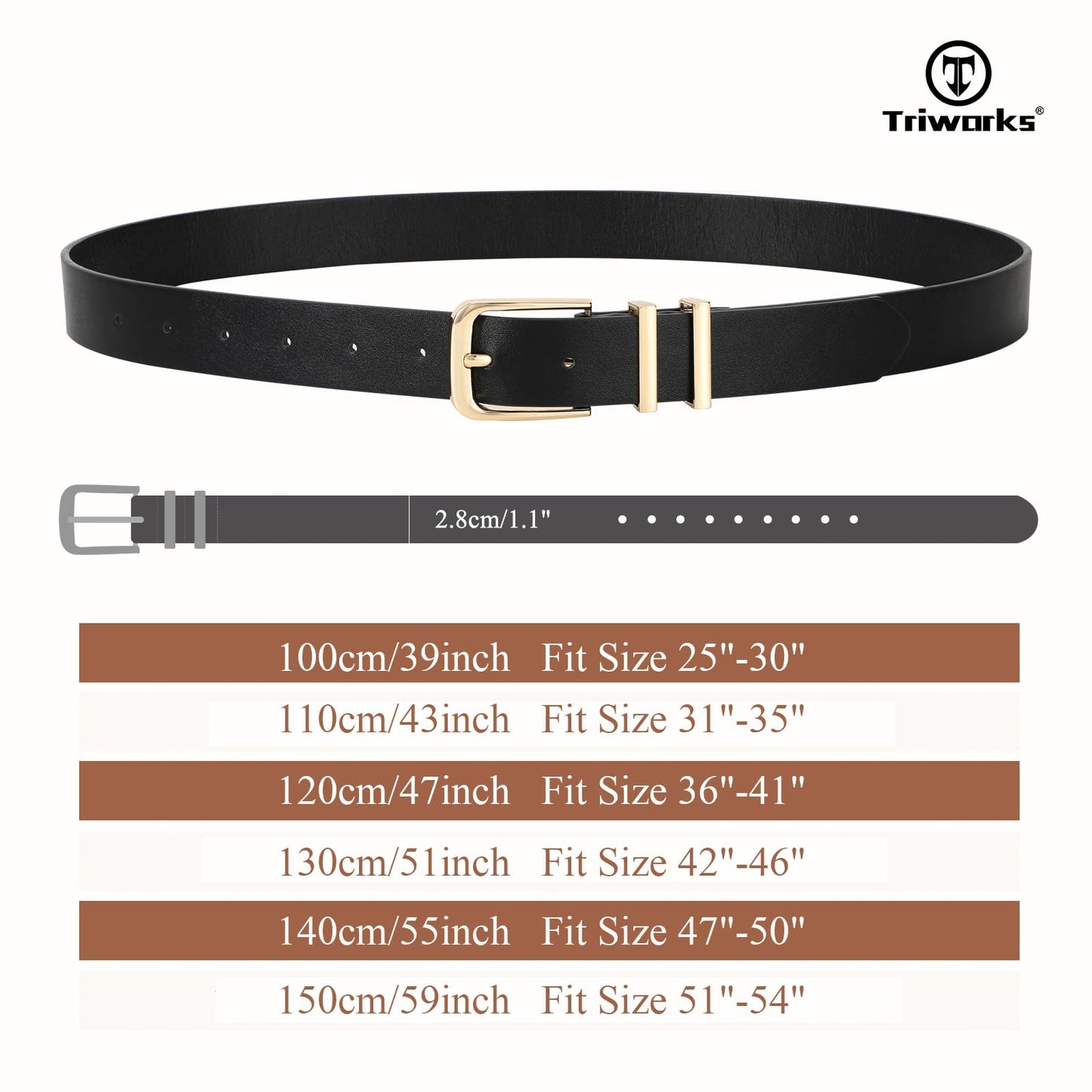 TRIWORKS 3 Pack Women Belts For Jeans Pants Dresses Ladies Leather Waist Belts