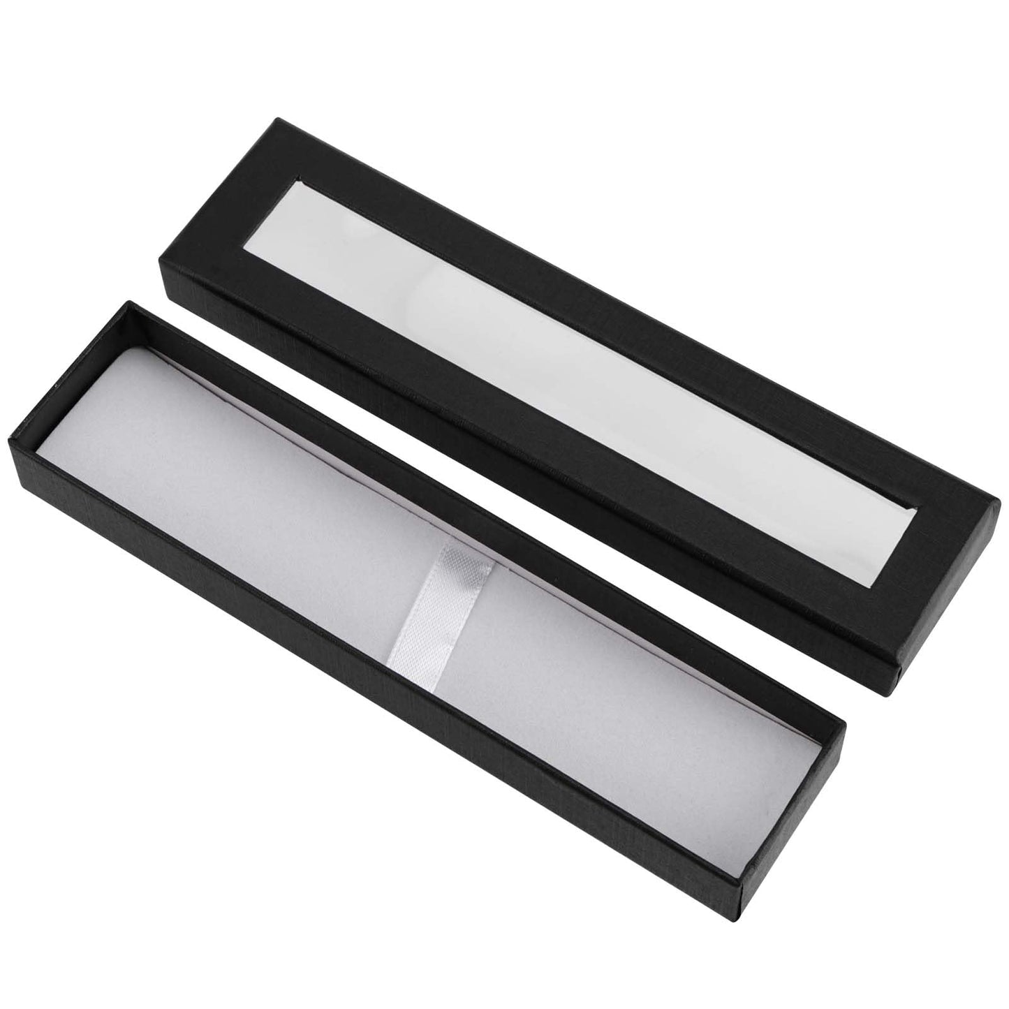 SEUNMUK 42 Pcs Black Empty Pen Gift Box, Cardboard Pen Display Cases with Clear Window, Single pen presentation Packaging Case for Jewelry Gift Business Birthday Souvenir Office Supplies