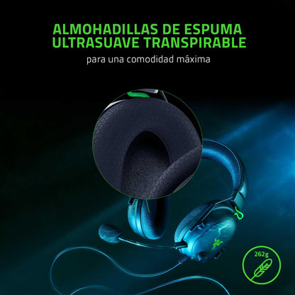 Razer BlackShark V2 Gaming Headset: THX 7.1 Spatial Surround Sound - 50mm Drivers - Detachable Mic - for PC, PS4, PS5, Switch, Xbox One, Xbox Series X|S - 3.5mm Audio Jack & USB DAC - Black