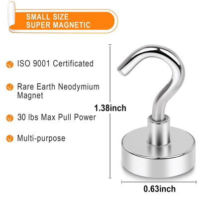 MIKEDE N52 Magnetic Hooks, Silver, 6 Pack