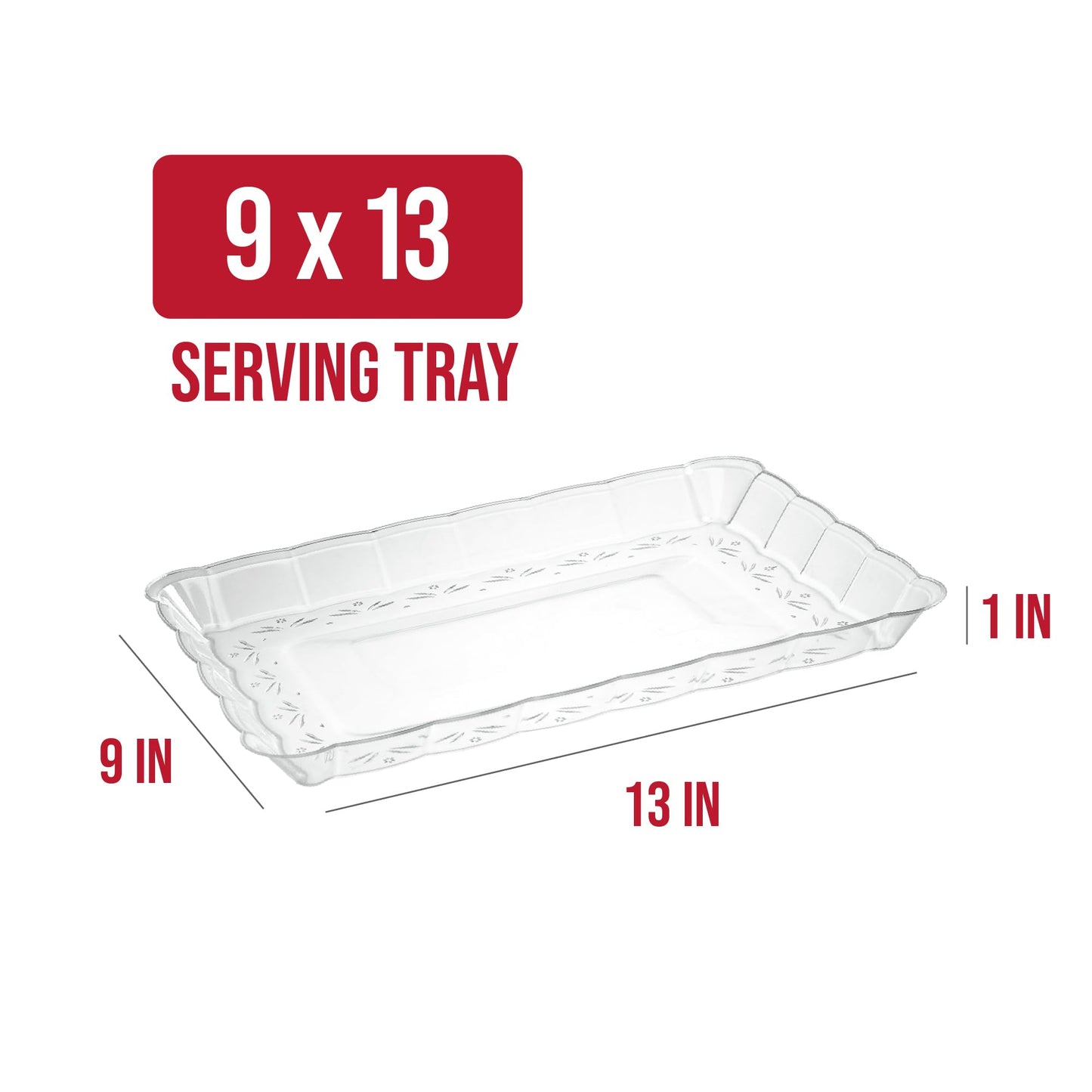 Plasticpro Plastic Serving Trays - Serving Platters Rectangle 9X13 Disposable Party Dish Includes 4 Trays