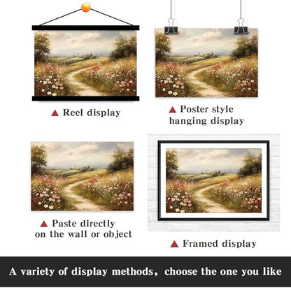 Yesad Wildflower Canvas Wall Art, Meadow with Flowers Painting Vintage Décor Nature Prints Rustic Pictures, Scenery Wall Decor for Living Room Bedroom Farmhouse (Unframed,12”x8”,Wildflower2)