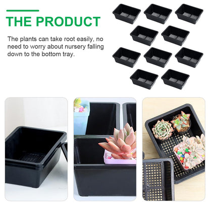 YARNOW 10 Pcs Mesh Bottom Trays Seedling Starter Trays Plastic Plant Reusable Recyclable Grow Plants Start Seeds Germination for Greenhouse Hydroponics Home Decor Accents