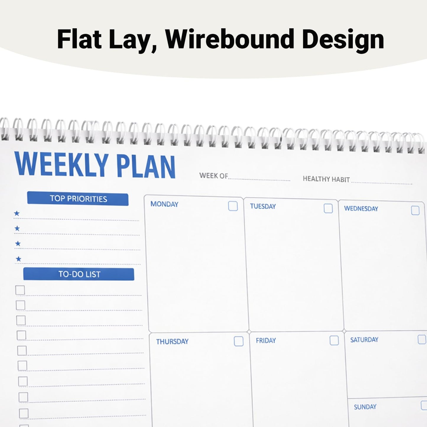 Myrthona Weekly Planner Notepad, 7.5 x 10 Undated Weekly To Do List Pad with 52 Tear Off Sheets, Daily Desk Planner with Task Organizer for Work School Home, Blue