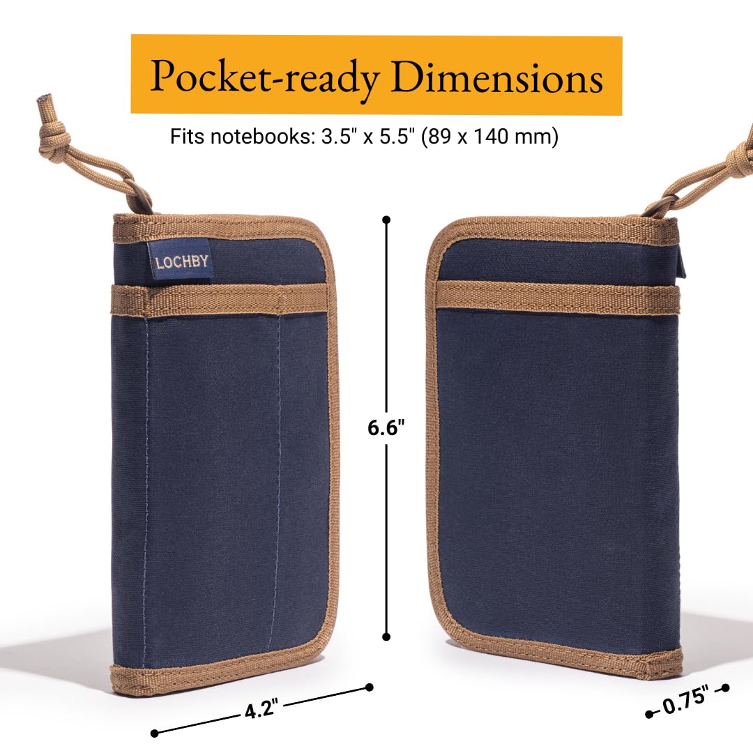 LOCHBY® Pocket Journal | Tomoe River 3.5" x 5.5" Notebook | Waxed Canvas | Ideal for Travelers & Daily Use, Fits Field Notes, Moleskine Cahier