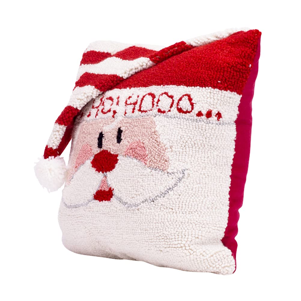 Glitzhome Hooked Merry Christmas 3D Santa Throw Pillow Filled Cushion Sofa Decorative Pillow 14" L x 14" W
