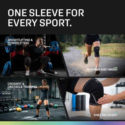 Modvel 7mm Neoprene Knee Sleeves for Men & Women Weightlifting & Powerlifting – Compression Knee Sleeve Support for Squats, Gym, Training – USPA, IPL Approved – Medium Black (Pair)