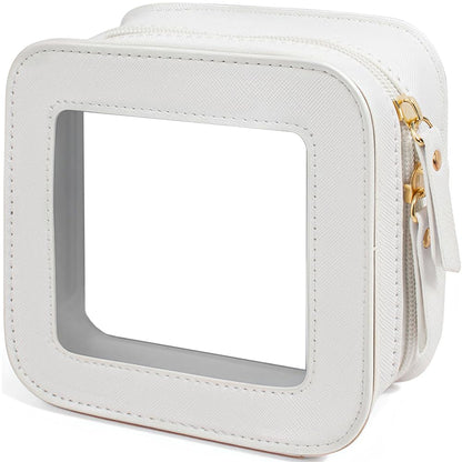 Small Clear Makeup Bag for Women, Mini Cosmetic Bag Portable Makeup Pouch Organizer with Zipper Waterproof Travel Cosmetic Case Cute Travel Toiletry Bag Car Organizer for Essentials