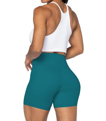Sunzel Women's Biker Shorts in High Waist Tummy Control with No Front Seam 5" Deep Lagoon X-Large