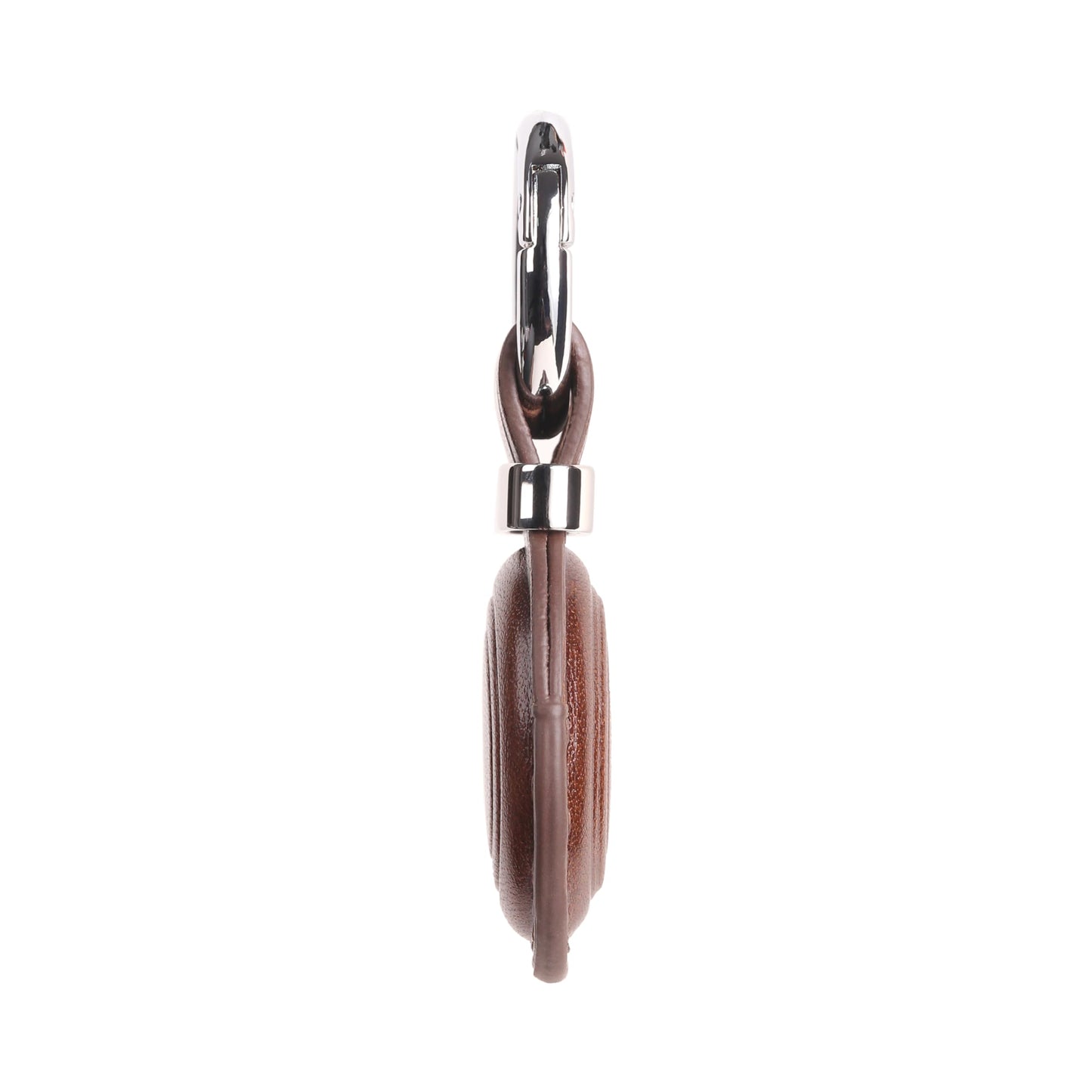 Jayanes Genuine Leather AirTag Keychain Holder - Compatible with Apple AirTag Holder Keychain, Secure Hidden Air Tag Case Cover Key Chain Ring Fob Accessories (Dark Brown)