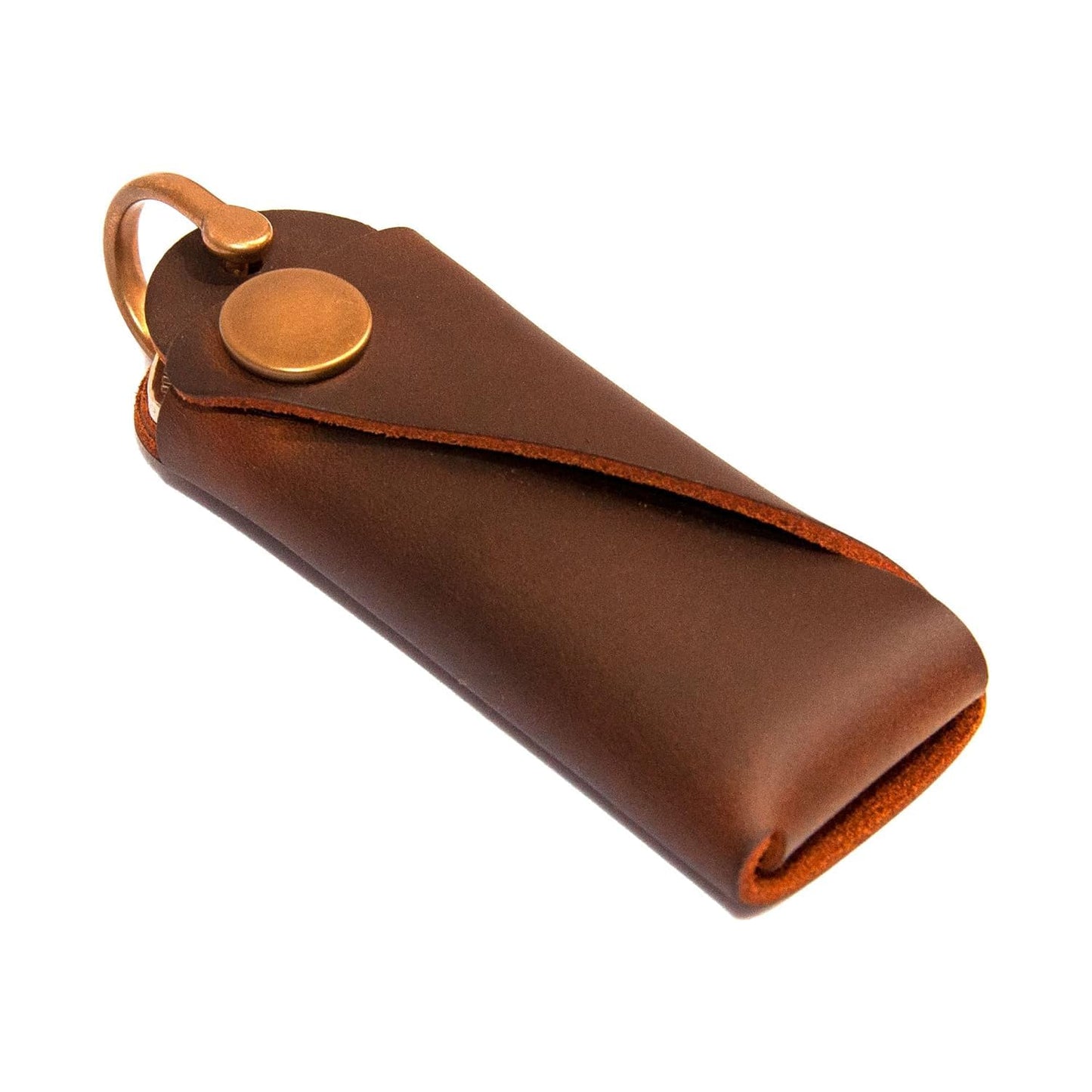 Turbosnail Minimalist Key Holder, Leather Key Fob, Key Organizer, Gift For Him (Brown)