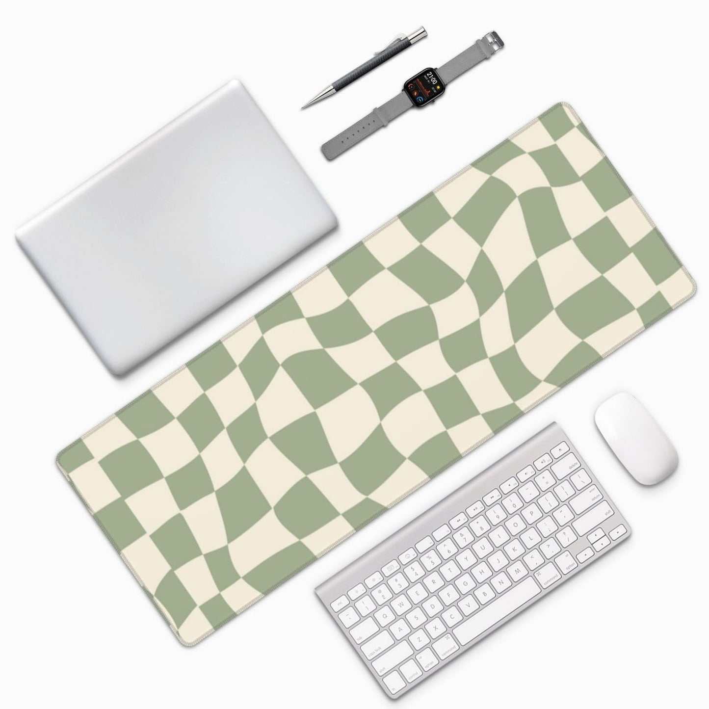 04 sage Green Desk mat,Checkered Mouse Pad,sage Office Supplies,sage Green Mouse Pad,XL Mouse pad 11.8 * 31.5 Inches