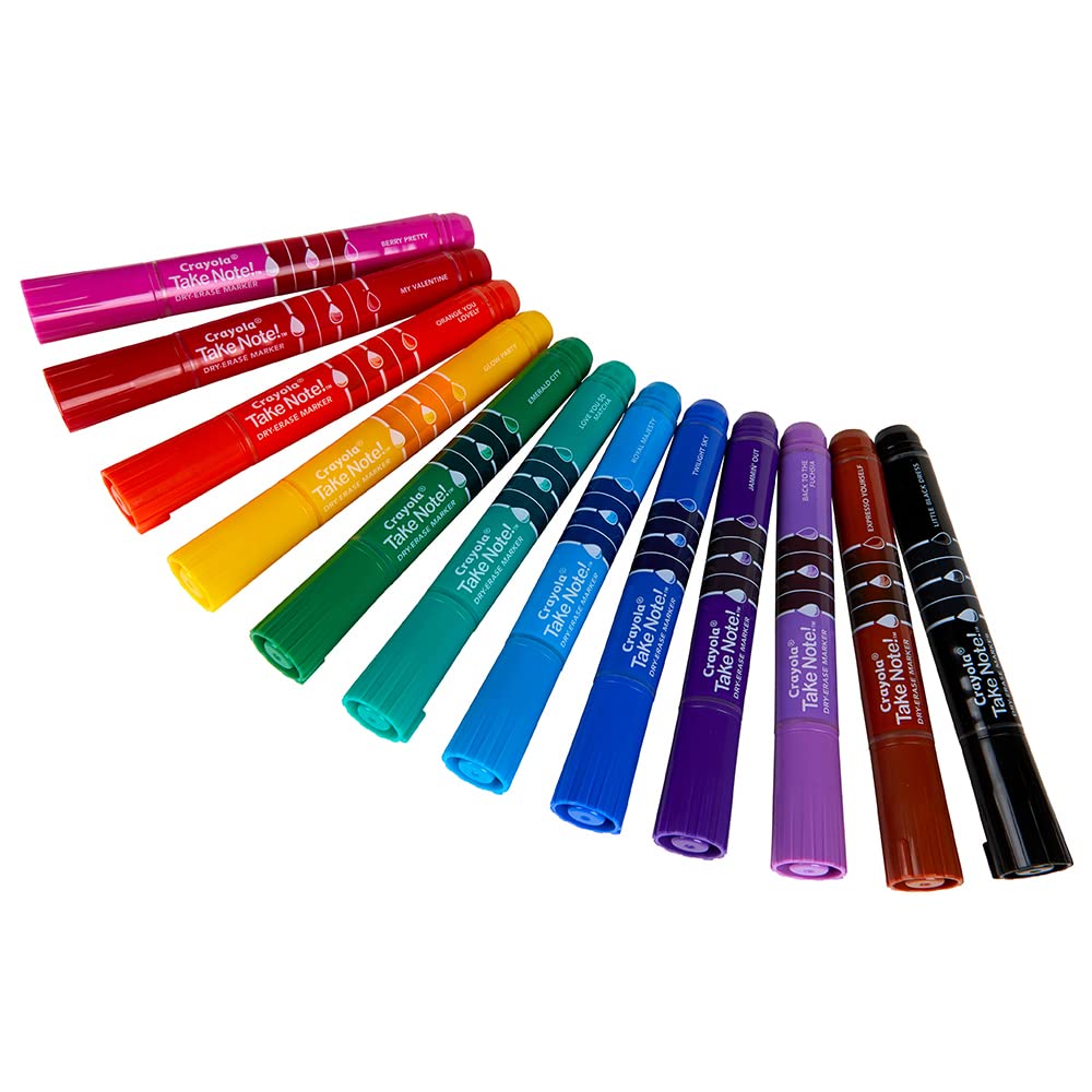 Crayola Take Note Dry Erase Markers for School (12ct) Essential Easter Basket Stuffers, Chisel Tip Whiteboard Markers, Spring Craft Supplies for Teachers, Low Odor