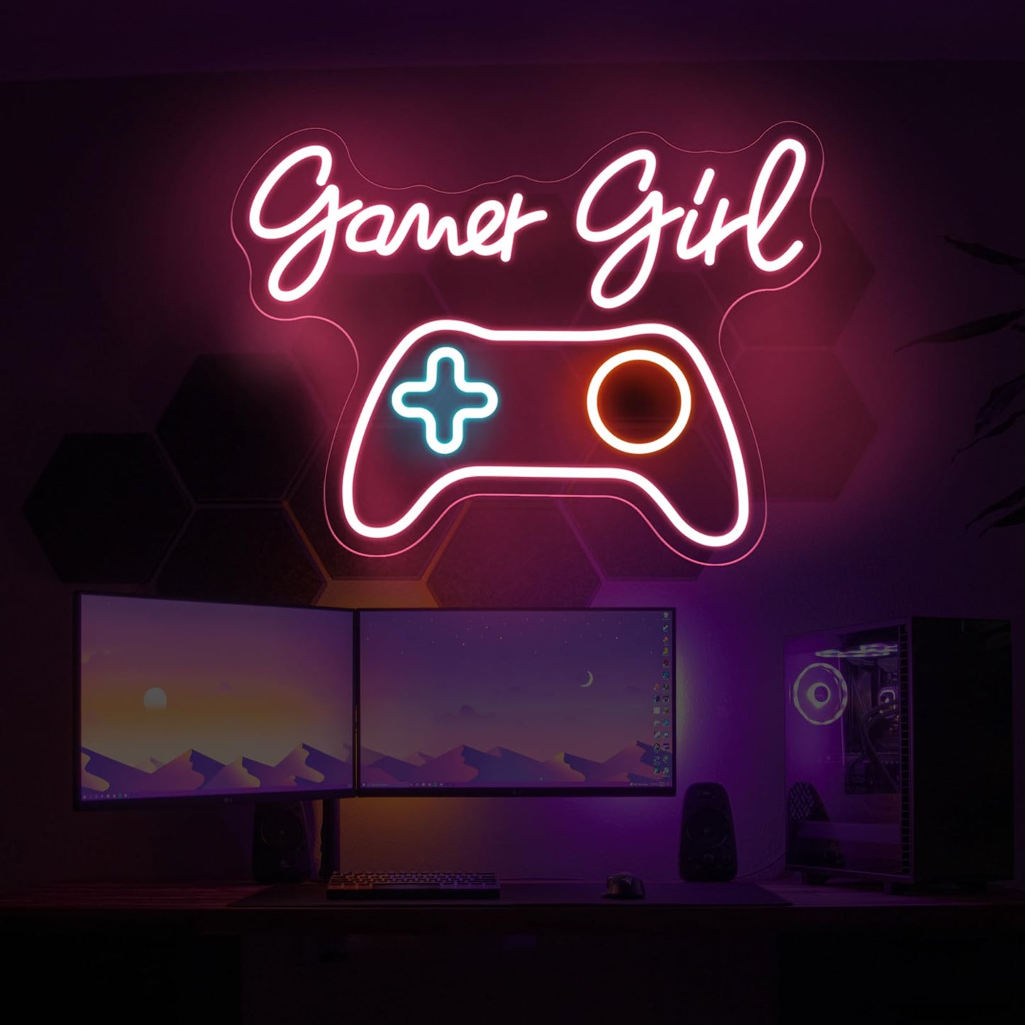 Gamer Girl Game Pad Neon Sign, Game Room Controller LED Neon Light Gamepad Wall Art Decor Home Bedroom Decoration Gift For Teen Boy Room Decor, Bar Decoration Best Gamer Gifts for Boys, Kids