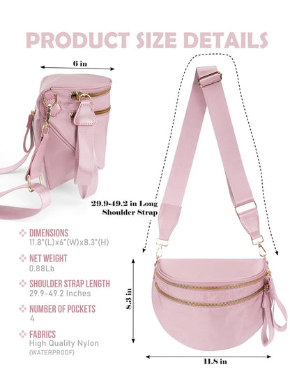 Pure Colour Crossbody Bag Bum Bag for Women,Spacious Purse Fanny Packs Belt Bag,Oversized Bum Bag (Colour Bum Bag-Beige)