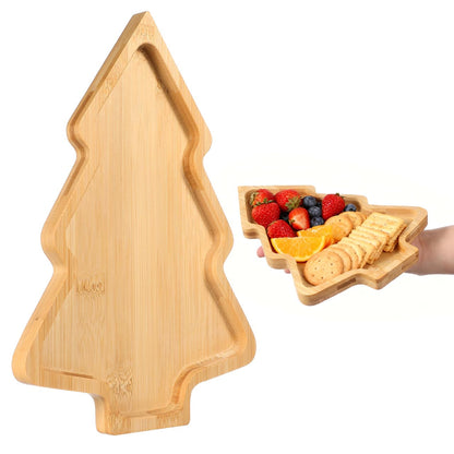 PRETYZOOM Wooden Appetizer Tray Christmas Tree Shaped Sushi Serving Tray Japanese Sashimi Plate Snack Dessert Candy Dish for Restaurant Home (11"x7.86")