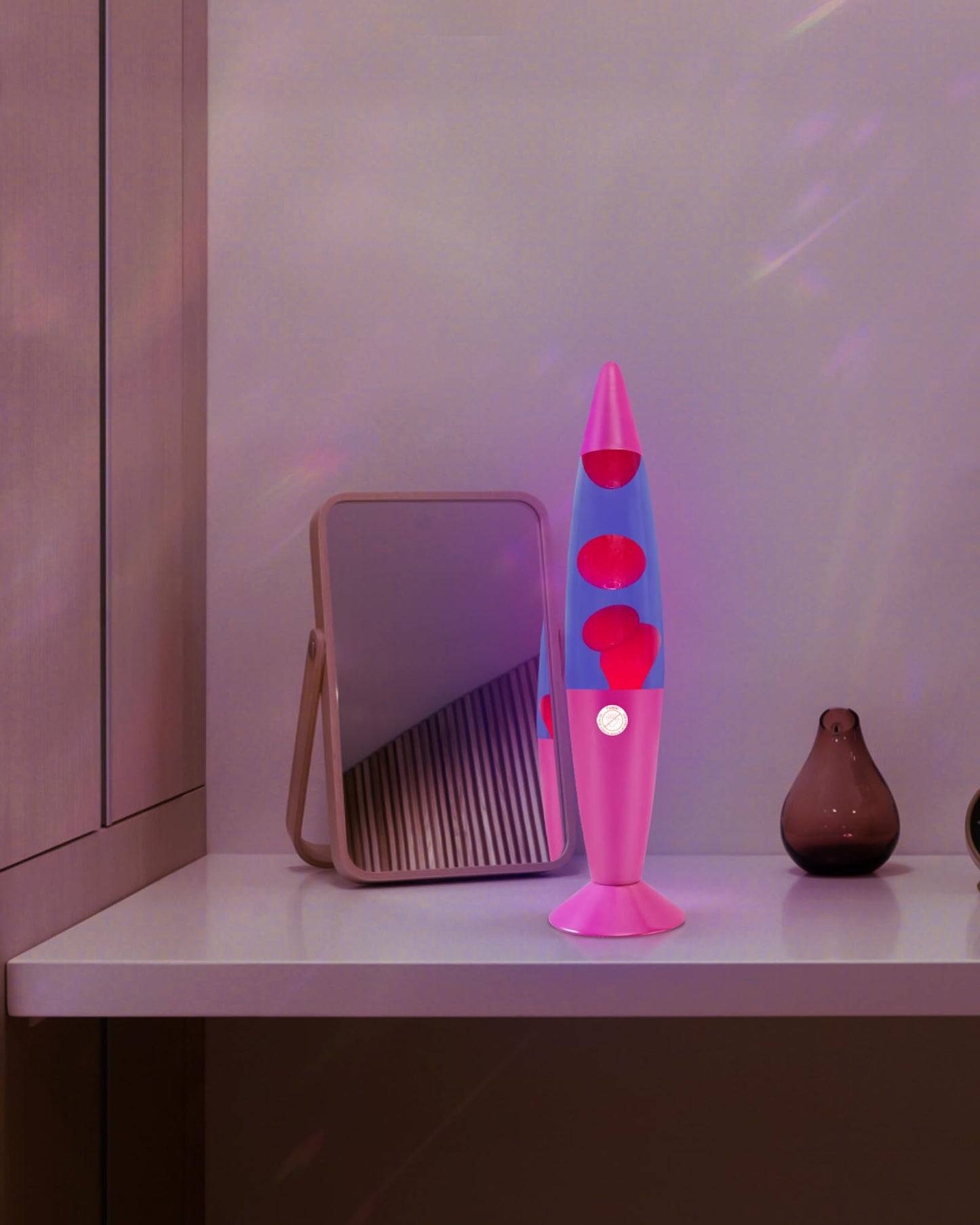 Vanful 16-Inch Liquid Motion Lamp- Pink Base, Purple Liquid, Pink Wax, Beautiful Magma Lamp with 2 packs bulbs for Adults Kids, Night Light for Boys Girls Present Home Bedroom Office Living Room Decor