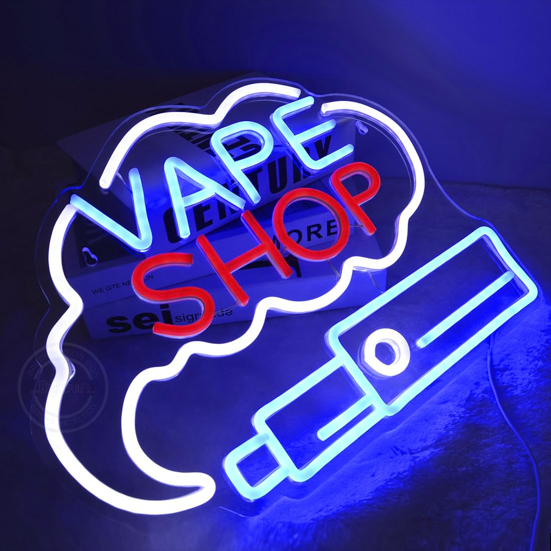 Britrio VAPE Shop Neon Sign Wall Art Decor Smoke Business Window Home Bar Office Bedroom Kitchen Man Cave Garage Light Up Sign Birthday Party Gift 5V USB