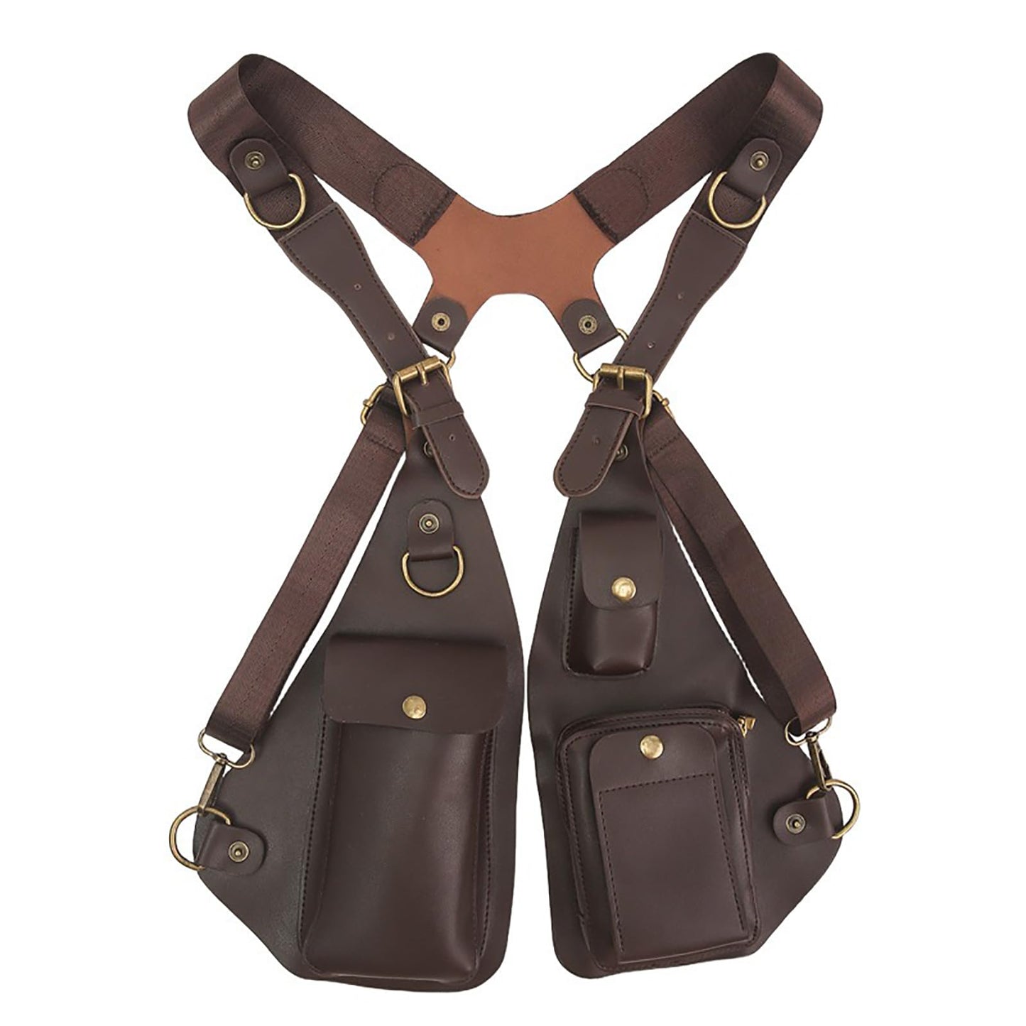 Sakufuf Double Underarm Shoulder Bag Armpit Holster Bag For Men Anti-theft Strap Concealed Phone Wallet Pouch(brown)