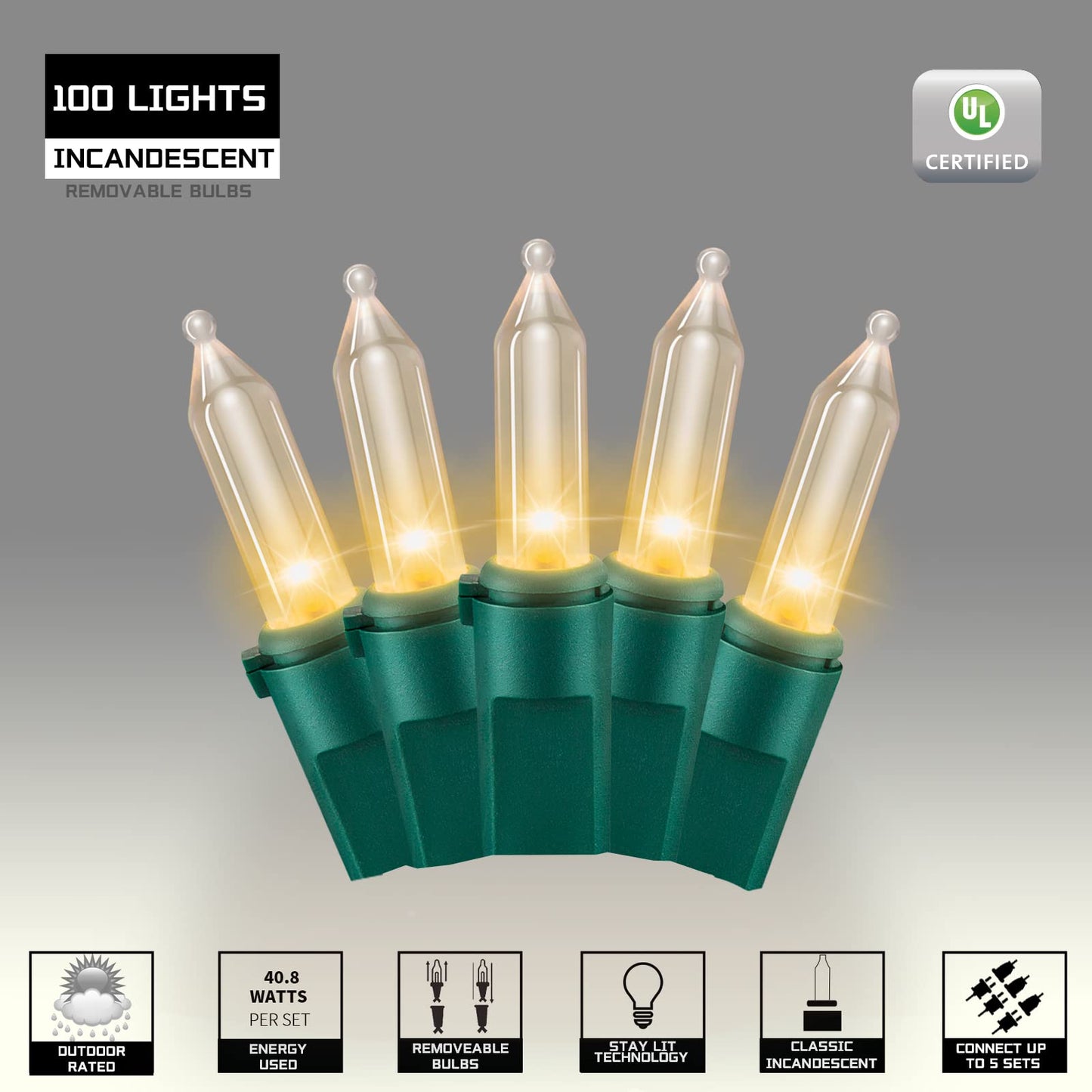 JUSTPRO 100LIGHTS WARM WHITE Extra-Bright With End Connectors Christmas Decorative Lights 5.98m UL Certified Mini String Light Set Waterproof for Home Garden Holiday Christmas Tree Party Patio Wedding