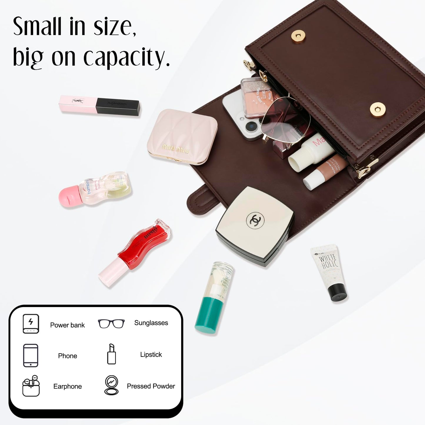 KKXIU Small Purses for Women - Top Handle Crossbody Bag for Women, Leather Lady Handbags Shoulder Clutch with Adjustable Shoulder Strap, Coffee